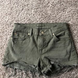 7 for All Mankind Army Green denim shorts